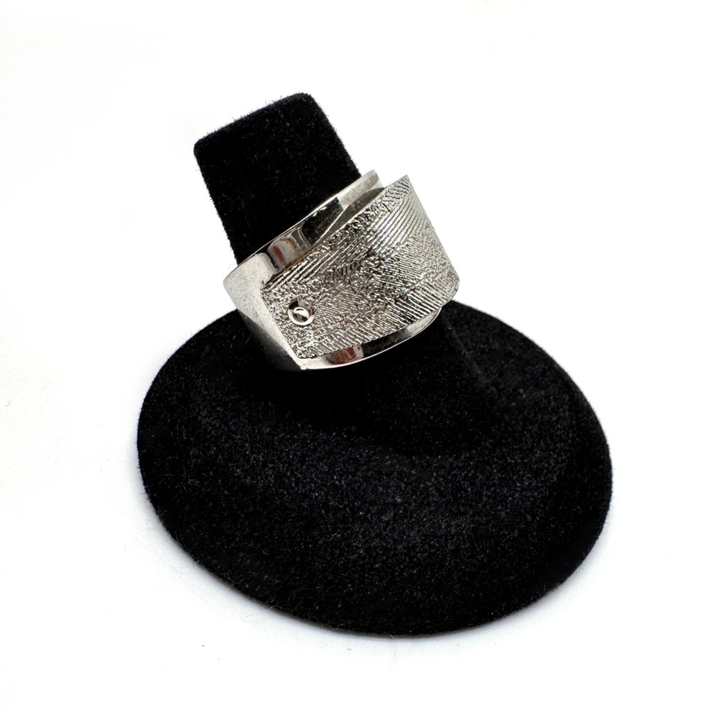 Vintage Emmons Odyssey Ring 1974 Silvertone Modern Wide Band Size 7 Adjustable